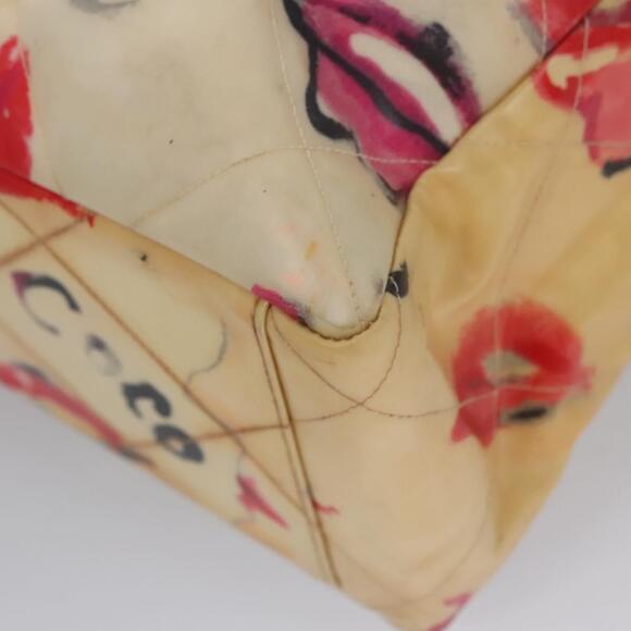 CHANEL Matelasse Chain Coco Mark Lip Tote Bag Vinyl Red CC - Picture 12 of 16